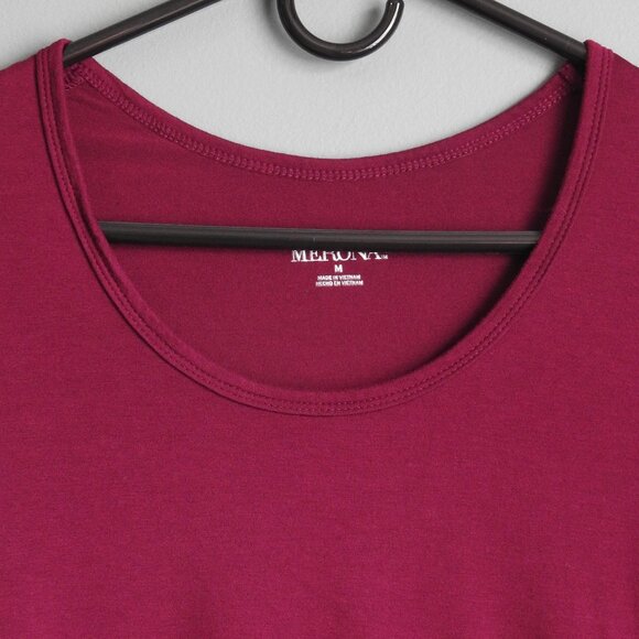 Merona Maroon Scoop Neck Short Sleeve Shirt - Size Medium - Picture 3 of 4
